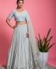 Heavy sequins Blouse with beautiful Skirt and Net Dupatta in Sea Blue color