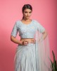 Heavy sequins Blouse with beautiful Skirt and Net Dupatta in Sea Blue color