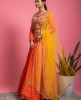 Heavy Thread Work Blouse and Pure Chinnon Skirt with Dupatta in Orange color