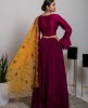 Maroon heavy Top with Skirt and Organza Dupatta