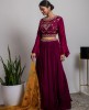 Maroon heavy Top with Skirt and Organza Dupatta