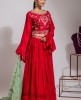 Red heavy Blouse & Georgette Skirt with Organza Dupatta