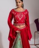 Red heavy Blouse & Georgette Skirt with Organza Dupatta