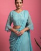 Light Blue Georgette Skirt with heavy Blouse and Dupatta