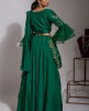 Dark green Crop top & skirt with drape style dupatta.