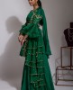 Dark green Crop top & skirt with drape style dupatta.