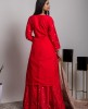 Bright Red Long Kurta with Skirt