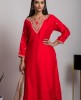 Bright Red Long Kurta with Skirt