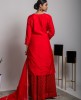 Bright Red Long Kurta with Skirt