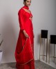 Bright Red Long Kurta with Skirt