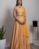 Yellow heavy Crop Top & Skirt with Net Dupatta