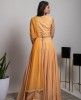 Yellow heavy Crop Top & Skirt with Net Dupatta