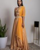 Yellow heavy Crop Top & Skirt with Net Dupatta