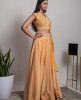 Yellow heavy Crop Top & Skirt with Net Dupatta