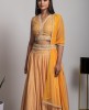 Yellow heavy Crop Top & Skirt with Net Dupatta
