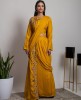 Stylish Mustard color Skirt & Top with drape style Dupatta