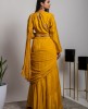 Stylish Mustard color Skirt & Top with drape style Dupatta
