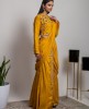 Stylish Mustard color Skirt & Top with drape style Dupatta