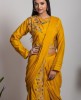 Stylish Mustard color Skirt & Top with drape style Dupatta