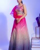   Pink party wear Crop Top & Skirt with Organza Dupatta.