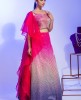   Pink party wear Crop Top & Skirt with Organza Dupatta.