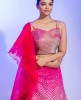   Pink party wear Crop Top & Skirt with Organza Dupatta.