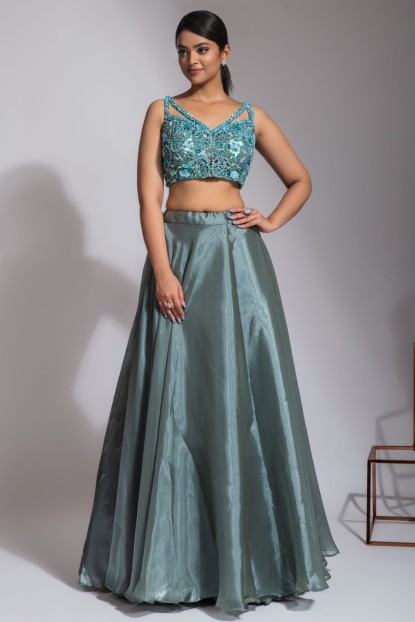 Blue heavy Blouse and Skirt