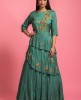 Green Colour Dola Sik Gown wiith Hand Work