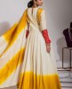 Cream & Yellow Ethnic Jacket Style Gown