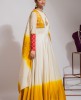Cream & Yellow Ethnic Jacket Style Gown