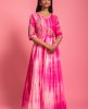 Shibori Printed Pink Gown With Hand Work