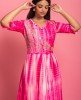 Shibori Printed Pink Gown With Hand Work