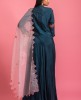 Teal Green Dola Silk Gown With Hand Work