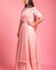 Baby Pink Gown With Hand Embroidered Waist Belt