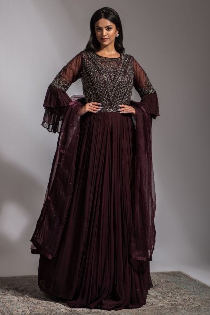 Brown Colour Gown With Dupatta