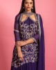 Purple Gown With Hand And Dupatta