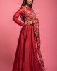 Rust Red Colour Gown With Digital Printed Dupatta