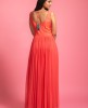 Coral Orange Gown In Georgette Fabric