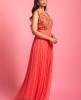 Coral Orange Gown In Georgette Fabric