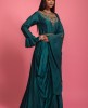 Teal Green Dola Silk Gown With Hand Work