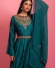 Teal Green Dola Silk Gown With Hand Work