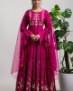 Wine Anarkali Gown in Dola Silk 