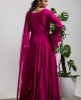 Wine Anarkali Gown in Dola Silk 