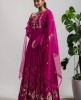 Wine Anarkali Gown in Dola Silk 