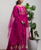 Wine Anarkali Gown in Dola Silk 