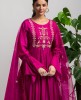 Wine Anarkali Gown in Dola Silk 
