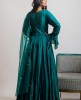 Teal Green Anarkali Suit in Dola Silk 