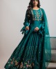 Teal Green Anarkali Suit in Dola Silk 
