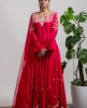 Maroon Anarkali Gown in Dola Silk 
