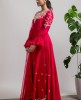 Maroon Anarkali Gown in Dola Silk 